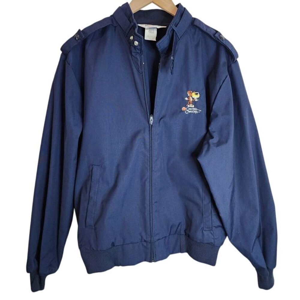 Cheetos Chester Bomber Jacket‎ Men's XL Cheetah Full Zip USA Navy Blue